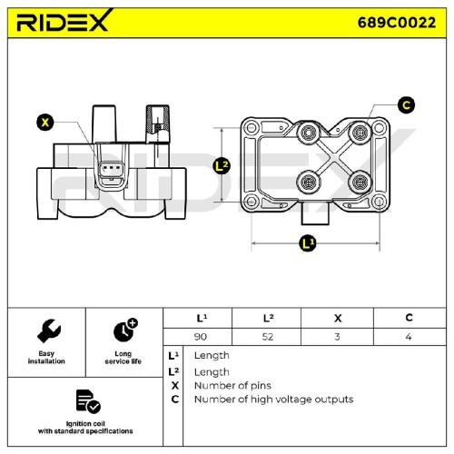 RIDEX 689C0022 Zündspule für FORD Fiesta Mk6 Schrägheck (JA8, JR8) BE8Z12029Z Bild RIDEX 689C0022 Zündspule für FORD Fiesta Mk6 Schrägheck (JA8, JR8) BE8Z12029Z