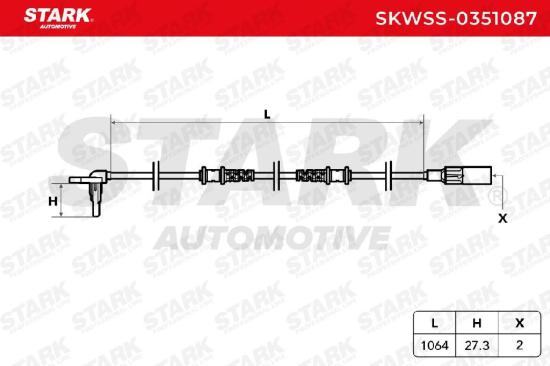 STARK ABS-Sensor SKWSS-0351087 Vorderachse beidseitig Anzahl der Steckkontakte: Bild STARK ABS-Sensor SKWSS-0351087 Vorderachse beidseitig Anzahl der Steckkontakte: