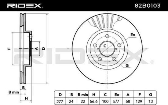 RIDEX 82B0103 2x Bremsscheiben Vorne Ø276,2mm Belüftet für SUBARU FORESTER Bild RIDEX 82B0103 2x Bremsscheiben Vorne Ø276,2mm Belüftet für SUBARU FORESTER