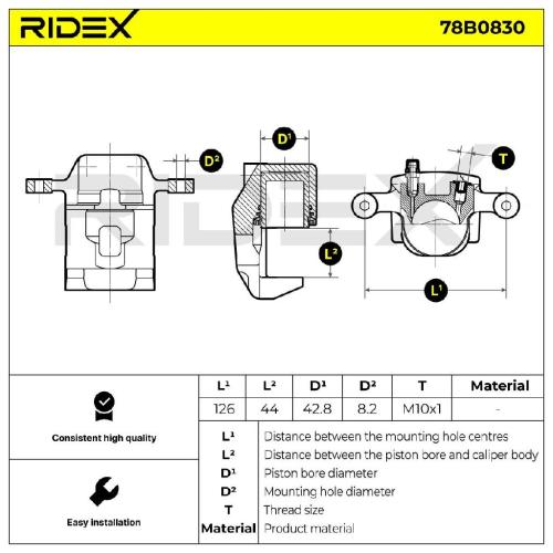 RIDEX 78B0830 Bremssattel Bremszange Hinten rechts für SSANGYONG REXTON W Bild RIDEX 78B0830 Bremssattel Bremszange Hinten rechts für SSANGYONG REXTON W