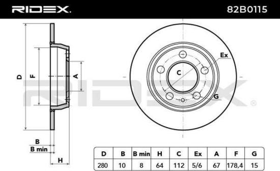 RIDEX 82B0115 2x Bremsscheiben Hinten Ø280mm voll passend für MERCEDES-BENZ Bild RIDEX 82B0115 2x Bremsscheiben Hinten Ø280mm voll passend für MERCEDES-BENZ
