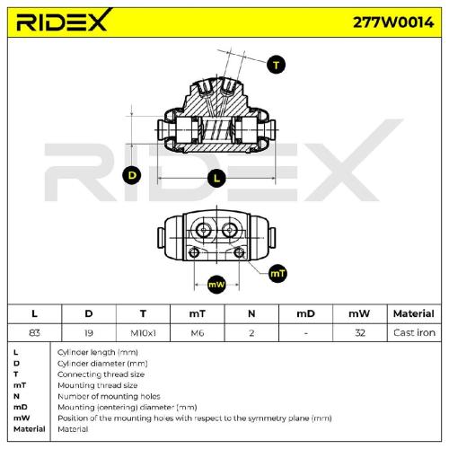 RIDEX 277W0014 1x Radbremszylinder Trommelbremse Radzylinder Hinten beidseitig Bild RIDEX 277W0014 1x Radbremszylinder Trommelbremse Radzylinder Hinten beidseitig