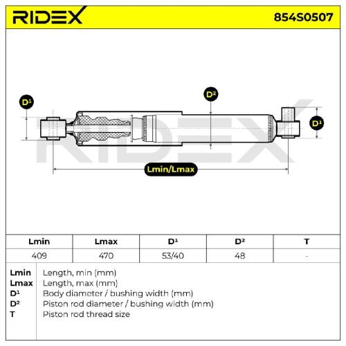 RIDEX 854S0507 2x Stoßdämpfer Gasdruck Hinten für RENAULT Laguna 1 (B56, 556) Bild RIDEX 854S0507 2x Stoßdämpfer Gasdruck Hinten für RENAULT Laguna 1 (B56, 556)