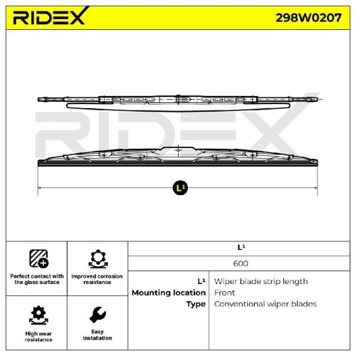 RIDEX Scheibenwischer Wischblatt Stück mit Spoiler Vorne Länge: 600mm Standard Bild RIDEX Scheibenwischer Wischblatt Stück mit Spoiler Vorne Länge: 600mm Standard