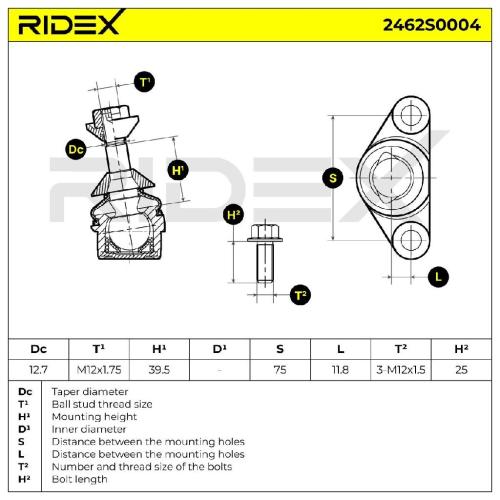 RIDEX 2462S0004 Traggelenk Führungsgelenk Vorne für VOLVO V70 II (285) XC90 I Bild RIDEX 2462S0004 Traggelenk Führungsgelenk Vorne für VOLVO V70 II (285) XC90 I