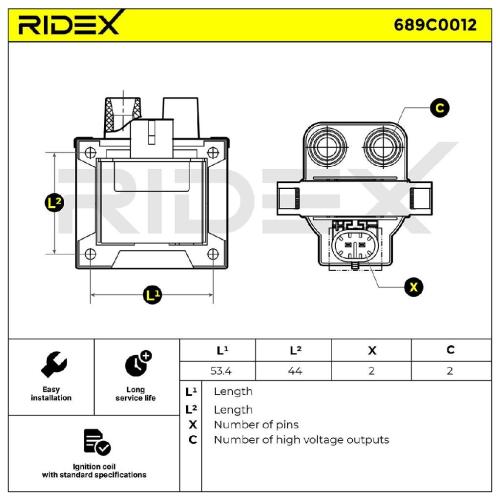 RIDEX 689C0012 Zündspule für FIAT PANDA (169) 7692473 IC2210562 011200156719 Bild RIDEX 689C0012 Zündspule für FIAT PANDA (169) 7692473 IC2210562 011200156719