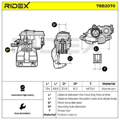 RIDEX 78B2070 Bremssattel Bremszange Hinten links passend für MERCEDES-BENZ für Bild RIDEX 78B2070 Bremssattel Bremszange Hinten links passend für MERCEDES-BENZ für