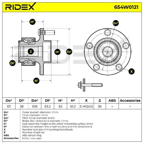 RIDEX 654W0121 Radlagersatz pro 1 Rad Vorne für FORD Focus II Schrägheck Bild RIDEX 654W0121 Radlagersatz pro 1 Rad Vorne für FORD Focus II Schrägheck