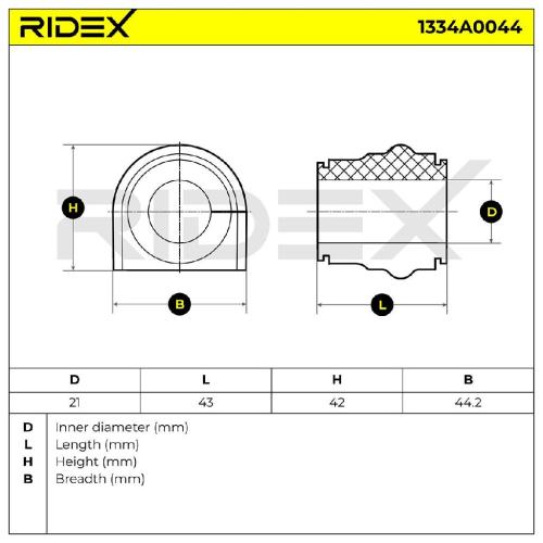 RIDEX 1334A0044 Stabilisatorlager Gummilager Lagerung Vorne Bild RIDEX 1334A0044 Stabilisatorlager Gummilager Lagerung Vorne