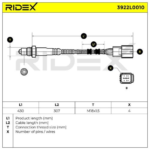 RIDEX 3922L0010 Lambdasonde Oxygen O2 Sensor Beheizt für RENAULT Clio 1I Bild RIDEX 3922L0010 Lambdasonde Oxygen O2 Sensor Beheizt für RENAULT Clio 1I