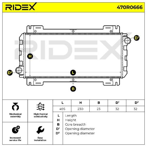 RIDEX 470R0666 Motorkühler / Wasserkühler für FORD FIESTA II (FBD) 6135345 Bild RIDEX 470R0666 Motorkühler / Wasserkühler für FORD FIESTA II (FBD) 6135345