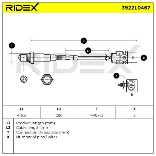 RIDEX 3922L0467 Lambdasonde Oxygen O2 Sensor Beheizt für NISSAN 6725400717 Bild RIDEX 3922L0467 Lambdasonde Oxygen O2 Sensor Beheizt für NISSAN 6725400717