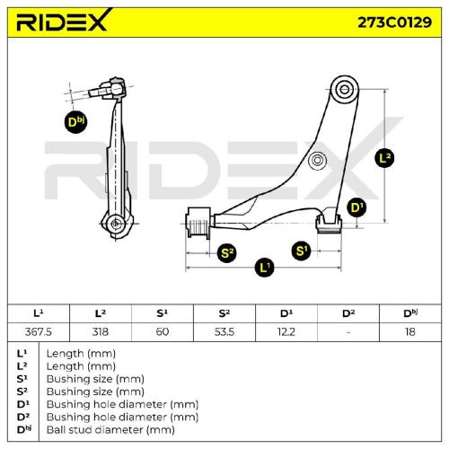 RIDEX 273C0129 Lenker Radaufhängung Querlenker Front links für MITSUBISHI Bild RIDEX 273C0129 Lenker Radaufhängung Querlenker Front links für MITSUBISHI