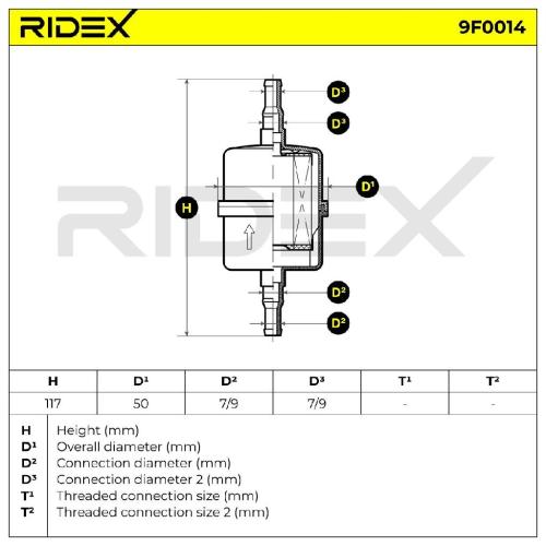 RIDEX 9F0014 Kraftstofffilter Line Filter für VW Golf 5II Schrägheck 131261275 Bild RIDEX 9F0014 Kraftstofffilter Line Filter für VW Golf 5II Schrägheck 131261275