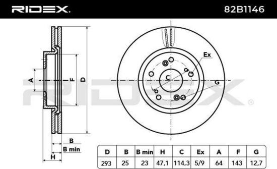 RIDEX 82B1146 2x Bremsscheiben Vorne Ø293mm Belüftet für HONDA CIVIC IX Bild RIDEX 82B1146 2x Bremsscheiben Vorne Ø293mm Belüftet für HONDA CIVIC IX