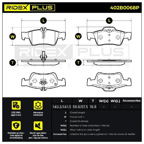 RIDEX PLUS Bremsbelagsatz Bremsbeläge Hinten passend für MERCEDES-BENZ CLK Bild RIDEX PLUS Bremsbelagsatz Bremsbeläge Hinten passend für MERCEDES-BENZ CLK