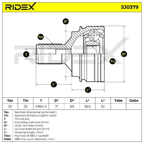 RIDEX 5J0379 Gelenksatz Antriebswelle Achswelle Vorne radseitig A2043305800 Bild RIDEX 5J0379 Gelenksatz Antriebswelle Achswelle Vorne radseitig A2043305800