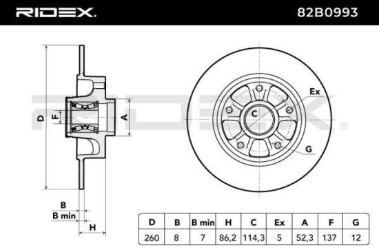 RIDEX 82B0993 2x Bremsscheiben Hinten Ø260,2mm voll für RENAULT 432001539R Bild RIDEX 82B0993 2x Bremsscheiben Hinten Ø260,2mm voll für RENAULT 432001539R