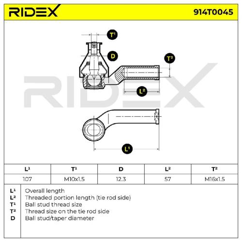 RIDEX Spurstangenkopf Vorderachse links Traggelenk 914T0045 für FORD FOCUS III Bild RIDEX Spurstangenkopf Vorderachse links Traggelenk 914T0045 für FORD FOCUS III
