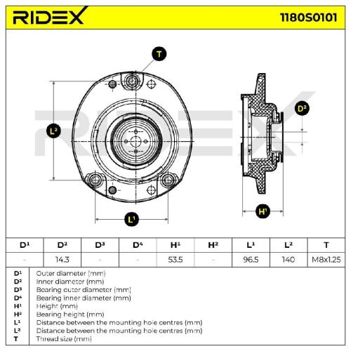 RIDEX 1180S0101 Federbeinstützlager Vorne rechts für AUDI A4 Avant (8K5, B8) Bild RIDEX 1180S0101 Federbeinstützlager Vorne rechts für AUDI A4 Avant (8K5, B8)