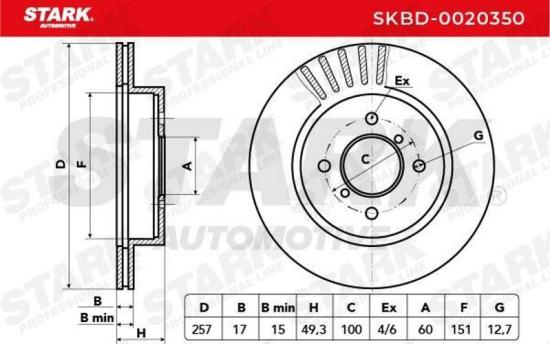 STARK SKBD-0020350 2x Bremsscheiben Vorne Ø256,8mm Belüftet für SUZUKI Bild STARK SKBD-0020350 2x Bremsscheiben Vorne Ø256,8mm Belüftet für SUZUKI