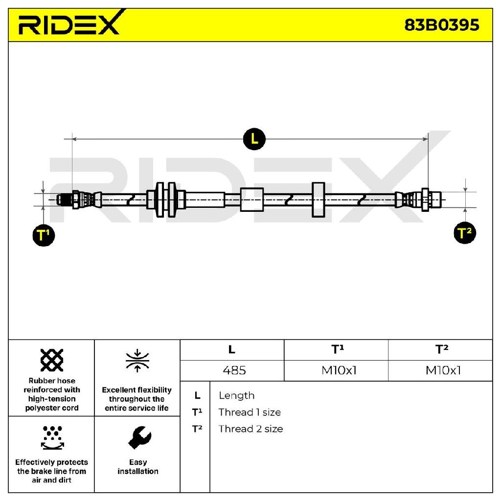 RIDEX Bremsschlauch 83B0395 VORNE beidseitig BREMSSCHLÄUCHE für BMW 3 Touring