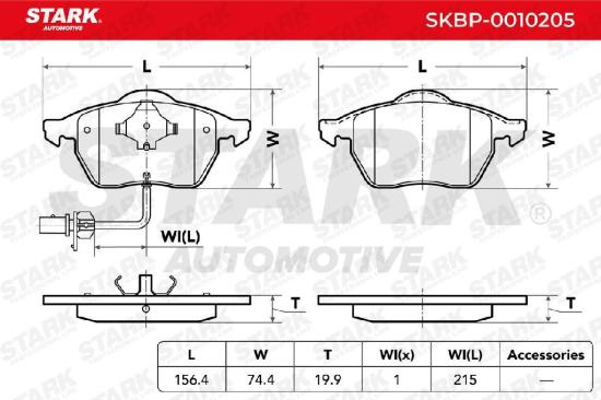 STARK Bremsbelagsatz Bremsbeläge Vorne für VW PASSAT Variant (3B6) SHARAN Bild STARK Bremsbelagsatz Bremsbeläge Vorne für VW PASSAT Variant (3B6) SHARAN