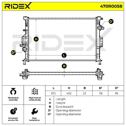 RIDEX 470R0058 Motorkühler / Wasserkühler für FORD FOCUS III Turnier 1746975 Bild RIDEX 470R0058 Motorkühler / Wasserkühler für FORD FOCUS III Turnier 1746975