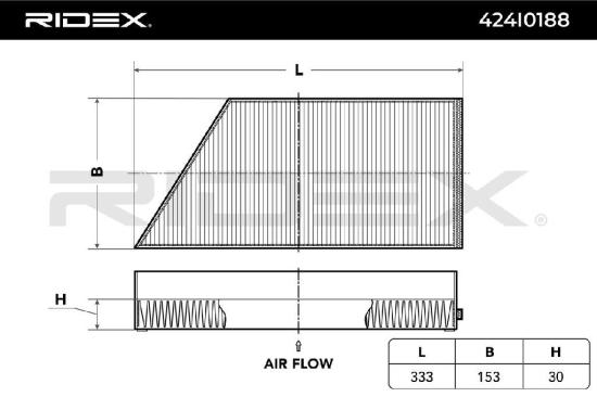 RIDEX 424I0188 Innenraumfilter Pollenfilter Aktivkohlefilter Höhe: 30 Breite: Bild RIDEX 424I0188 Innenraumfilter Pollenfilter Aktivkohlefilter Höhe: 30 Breite: