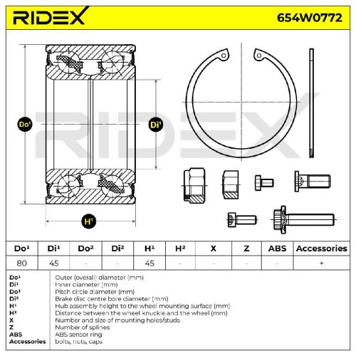 RIDEX 654W0772 Radlagersatz pro 1 Rad Vorne beidseitig für SKODA V03940001AP104 Bild RIDEX 654W0772 Radlagersatz pro 1 Rad Vorne beidseitig für SKODA V03940001AP104
