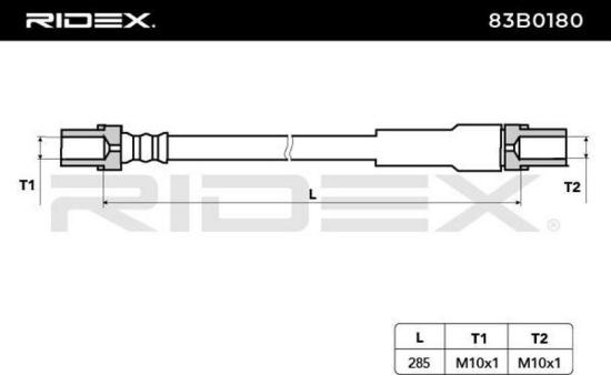 RIDEX Bremsschlauch 83B0180 VORNE BREMSSCHLÄUCHE Länge: 285mm für VW für AUDI Bild RIDEX Bremsschlauch 83B0180 VORNE BREMSSCHLÄUCHE Länge: 285mm für VW für AUDI