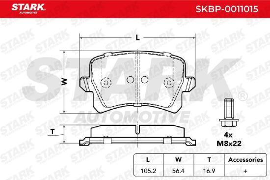 STARK Bremsbelagsatz Bremsbeläge Hinten für VW Golf 5I (5K1) Golf 5 Schrägheck Bild STARK Bremsbelagsatz Bremsbeläge Hinten für VW Golf 5I (5K1) Golf 5 Schrägheck