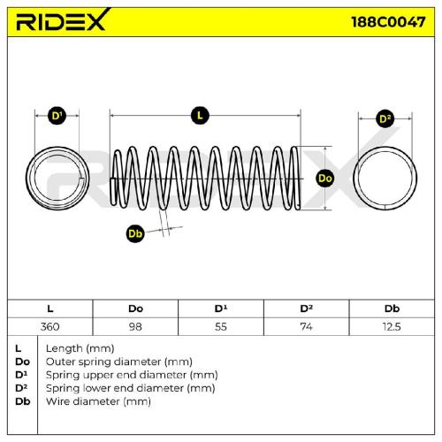 RIDEX 188C0047 2x Federn Fahrwerksfedern Vorne für HONDA CR-V I (RD) Bild RIDEX 188C0047 2x Federn Fahrwerksfedern Vorne für HONDA CR-V I (RD)