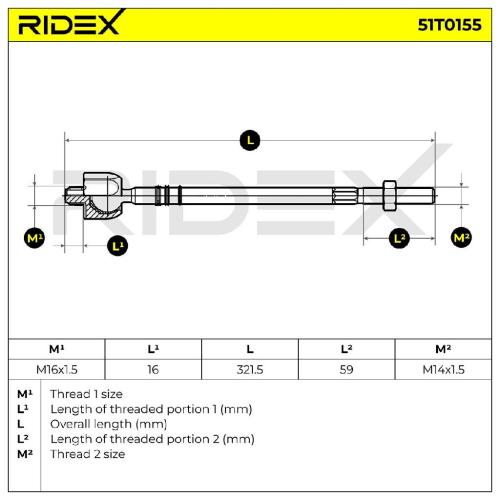 RIDEX Axialgelenk Spurstange Vorne beidseitig passend für PEUGEOT 807 MPV Bild RIDEX Axialgelenk Spurstange Vorne beidseitig passend für PEUGEOT 807 MPV