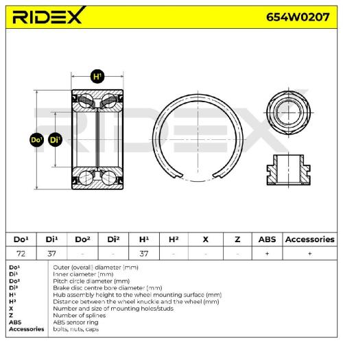 RIDEX 654W0207 Radlagersatz pro 1 Rad Vorne Schrägkugellager für OPEL 95394776 Bild RIDEX 654W0207 Radlagersatz pro 1 Rad Vorne Schrägkugellager für OPEL 95394776