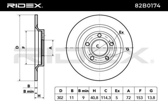 RIDEX 82B0174 2x Bremsscheiben Hinten Ø302mm voll für MAZDA 5 (CR19) Bild RIDEX 82B0174 2x Bremsscheiben Hinten Ø302mm voll für MAZDA 5 (CR19)