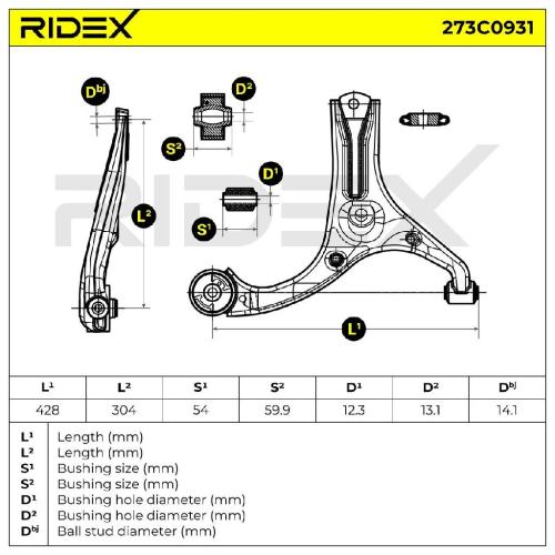 RIDEX 273C0931 Lenker Radaufhängung Querlenker Front rechts für KIA RIO II (JB) Bild RIDEX 273C0931 Lenker Radaufhängung Querlenker Front rechts für KIA RIO II (JB)