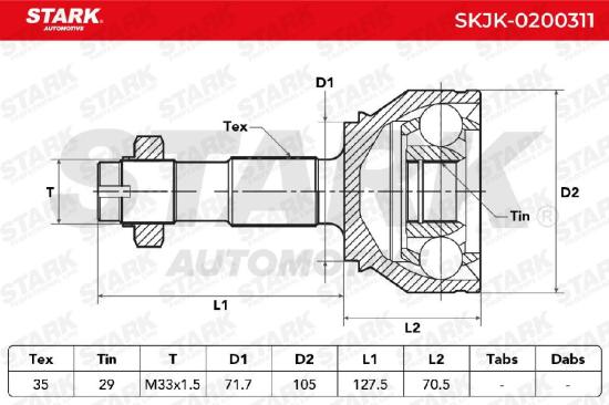 STARK SKJK-0200311 Gelenksatz Antriebswelle Achswelle radseitig für FIAT Bild STARK SKJK-0200311 Gelenksatz Antriebswelle Achswelle radseitig für FIAT