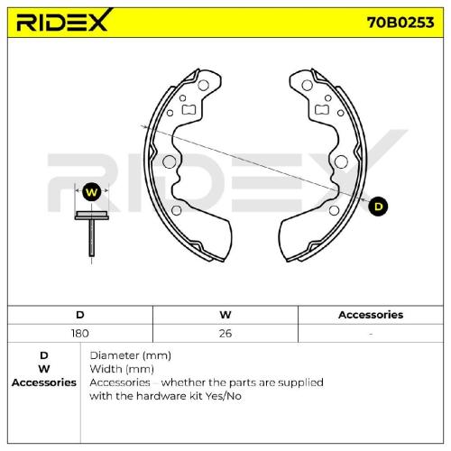 RIDEX Bremsbacken Satz für Trommelbremse Hinten ohne Hebel für SUZUKI 70B0253 Bild RIDEX Bremsbacken Satz für Trommelbremse Hinten ohne Hebel für SUZUKI 70B0253