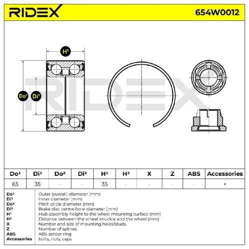 RIDEX 654W0012 Radlagersatz pro 1 Rad Vorne beidseitig für RENAULT Clio 1I Bild RIDEX 654W0012 Radlagersatz pro 1 Rad Vorne beidseitig für RENAULT Clio 1I