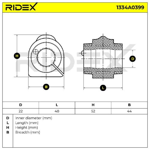 RIDEX 1334A0399 Stabilisatorlager Gummilager Lagerung Vorne Rechts Links Bild RIDEX 1334A0399 Stabilisatorlager Gummilager Lagerung Vorne Rechts Links