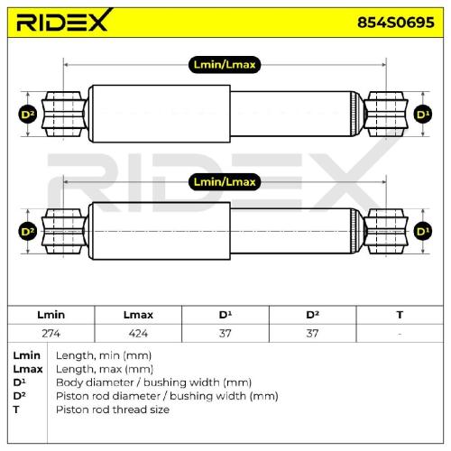 RIDEX 854S0695 2x Stoßdämpfer Gasdruck Hinten für SUZUKI Samurai SUV (SJ) Bild RIDEX 854S0695 2x Stoßdämpfer Gasdruck Hinten für SUZUKI Samurai SUV (SJ)
