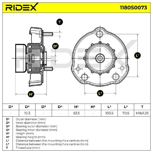 RIDEX 1180S0073 Federbeinstützlager ohne Kugellager Vorne beidseitig 2113200026 Bild RIDEX 1180S0073 Federbeinstützlager ohne Kugellager Vorne beidseitig 2113200026