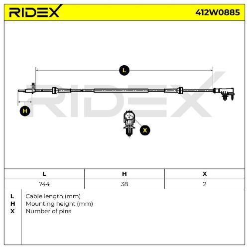 RIDEX ABS-Sensor 412W0885 Vorderachse links rechts 730mm für MITSUBISHI COLT VI Bild RIDEX ABS-Sensor 412W0885 Vorderachse links rechts 730mm für MITSUBISHI COLT VI