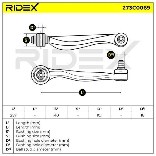 RIDEX 273C0069 Lenker Radaufhängung Querlenker Rear Front links für AUDI Bild RIDEX 273C0069 Lenker Radaufhängung Querlenker Rear Front links für AUDI
