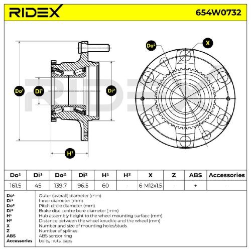 RIDEX 654W0732 Radlagersatz pro 1 Rad Vorne beidseitig für HYUNDAI H-1 Travel Bild RIDEX 654W0732 Radlagersatz pro 1 Rad Vorne beidseitig für HYUNDAI H-1 Travel