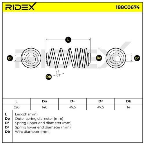 RIDEX 188C0674 2x Federn Fahrwerksfedern Hinten für OPEL 9199577 9199567 Bild RIDEX 188C0674 2x Federn Fahrwerksfedern Hinten für OPEL 9199577 9199567