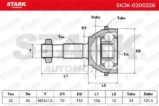 STARK SKJK-0200226 Gelenksatz Antriebswelle Achswelle für FIAT 71753965 71753966 Bild STARK SKJK-0200226 Gelenksatz Antriebswelle Achswelle für FIAT 71753965 71753966