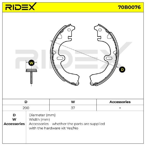 RIDEX Bremsbacken Satz für Trommelbremse Hinten für TOYOTA COROLLA 70B0076 Bild RIDEX Bremsbacken Satz für Trommelbremse Hinten für TOYOTA COROLLA 70B0076