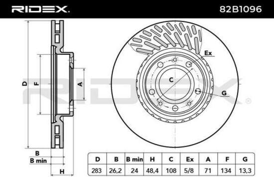 RIDEX 82B1096 2x Bremsscheiben Vorne Ø283mm Belüftet passend für PEUGEOT Bild RIDEX 82B1096 2x Bremsscheiben Vorne Ø283mm Belüftet passend für PEUGEOT